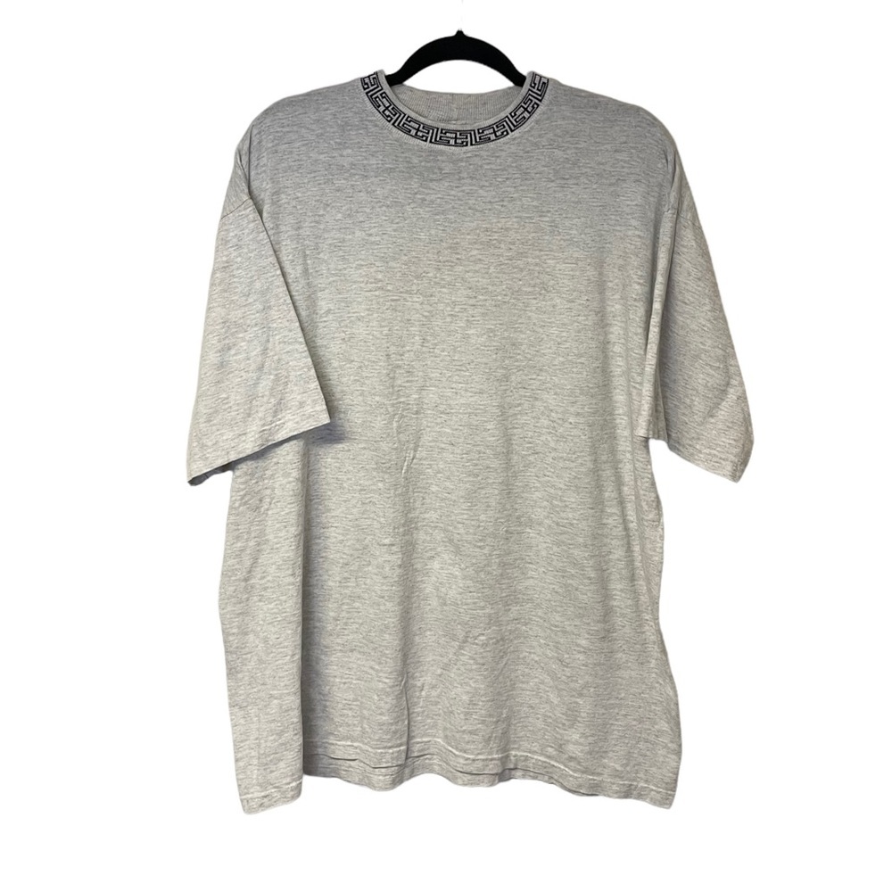 Vintage Rush Gray Black Heathered Patterned Neckline T-Shirt M/L